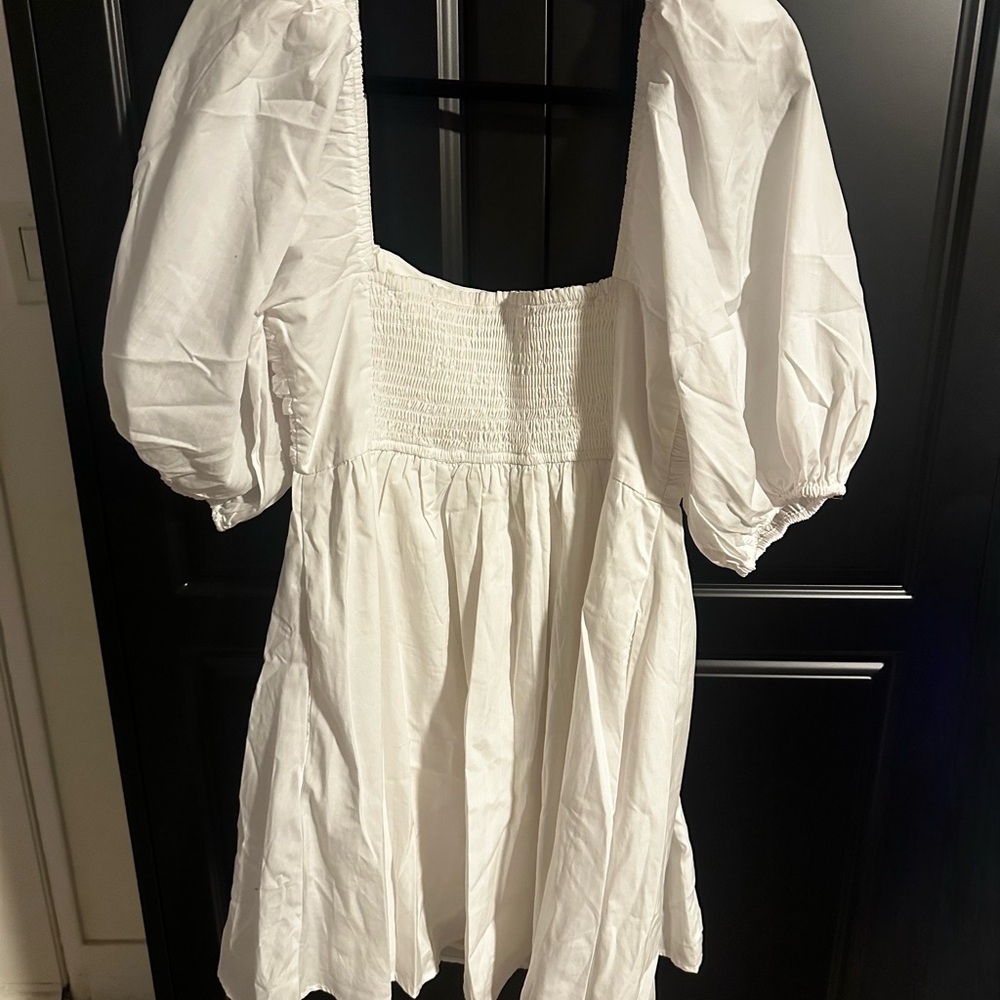 Abercrombie & Fitch Emerson White Mini Dress with Puff Sleeves - Picture 4 of 7